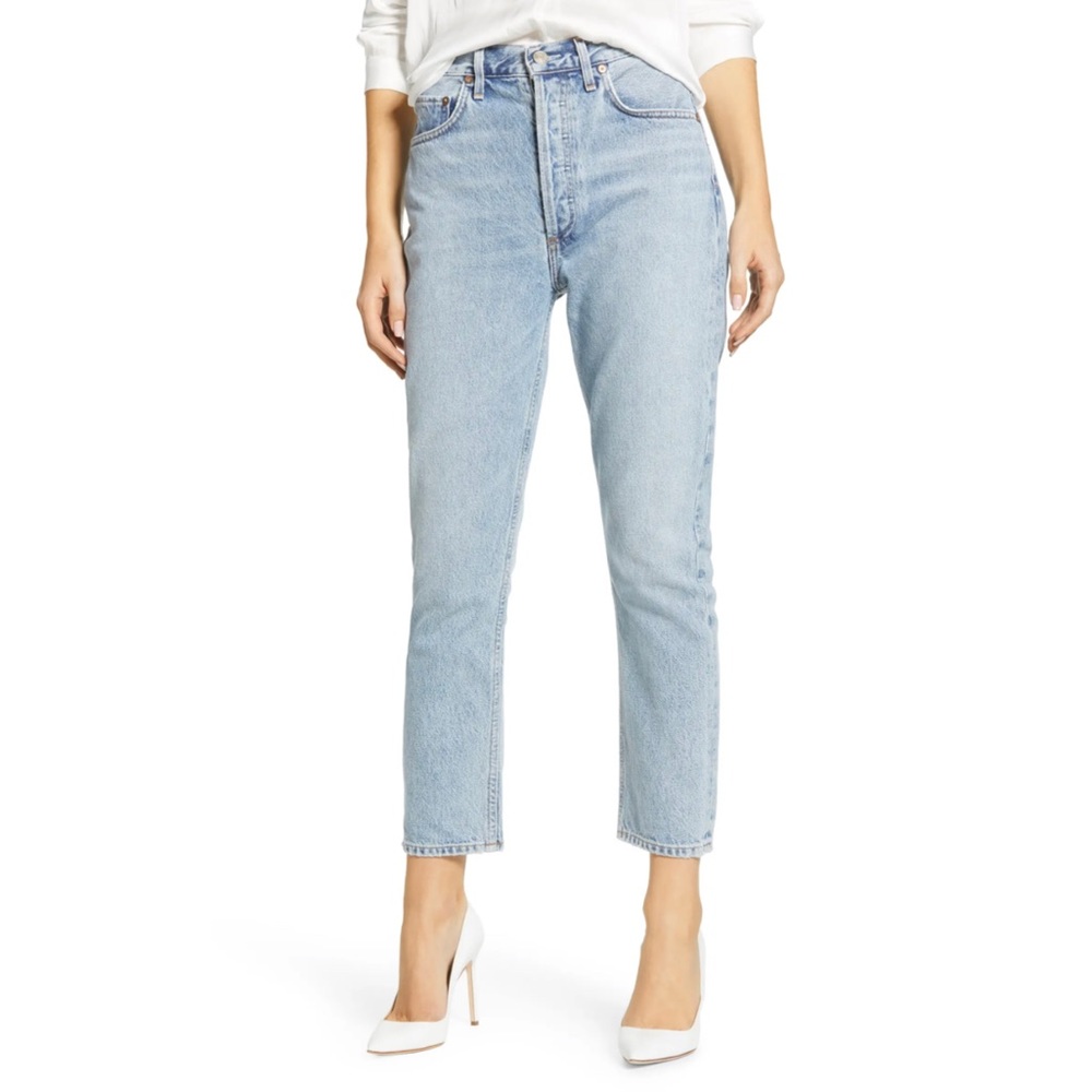 Agolde Riley High Rise Straight Crop Denim Jeans in Renewal (size 26)